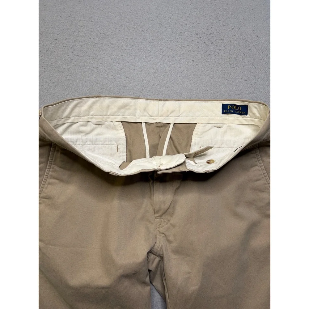 Polo Ralph Lauren Chino Pants Mens 35x32 Tan Khaki Classic Cotton Twill Trousers